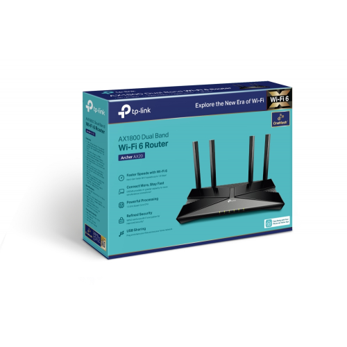 TP-LINK ARCHER AX20, AX1800, 4Port, 574-1201Mbps, Dual Band, Wifi 6, Masaüstü, Gigabit, Router, Access Point