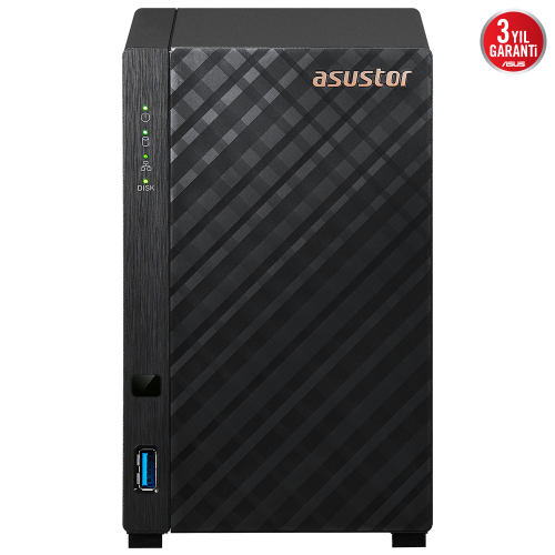 ASUSTOR AS1102TL, 1Gb DDR4 Ram, 2 Yuvalı (2x22TB Destek), 1x1GbE Network, USB 3.2, USB 2.0, Tower NAS (Yedekleme) Cihazı