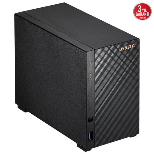 ASUSTOR AS1102TL, 1Gb DDR4 Ram, 2 Yuvalı (2x22TB Destek), 1x1GbE Network, USB 3.2, USB 2.0, Tower NAS (Yedekleme) Cihazı