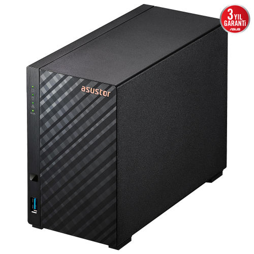 ASUSTOR AS1102TL, 1Gb DDR4 Ram, 2 Yuvalı (2x22TB Destek), 1x1GbE Network, USB 3.2, USB 2.0, Tower NAS (Yedekleme) Cihazı