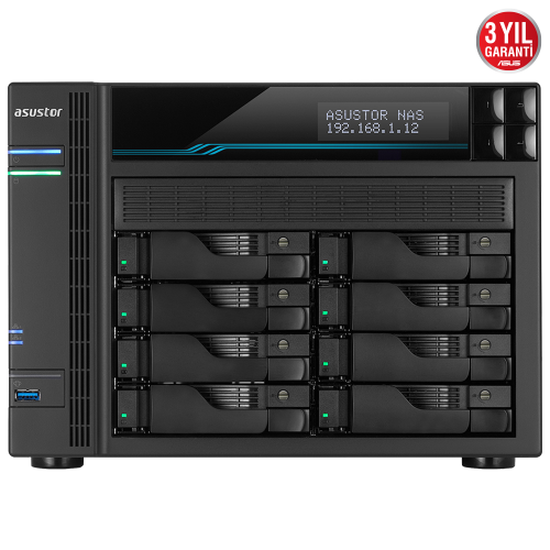 ASUSTOR AS6508T, 8Gb DDR4 Ram, 8 Yuvalı (8x22TB Destek), 2xM.2 NVMe PCI-e, 2x10GbE, 2x2.5GbE Network, 2xUSB 3.2, Tower NAS (Yedekleme) Cihazı