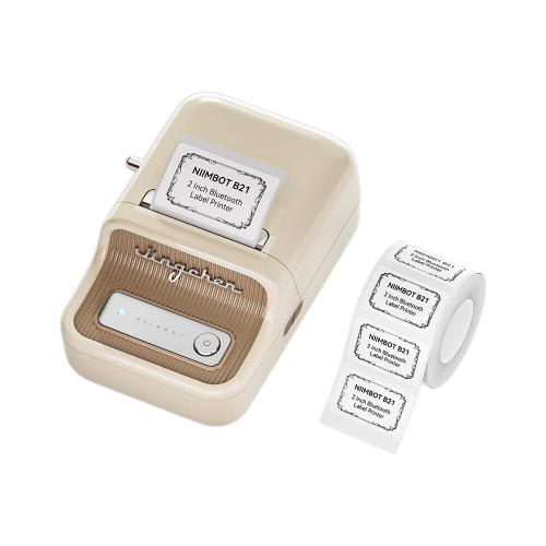 NIIMBOT B21S, Taşınabilir, Mürekkepsiz, Termal Etiket Yazıcı (Bluetooth, Type-C) Krem/Beyaz