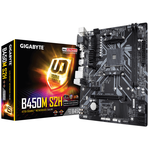 GIGABYTE B450M-S2H, 2xDDR4, M.2, D-SUB, DVI, HDMI, AM4 Soket Anakart