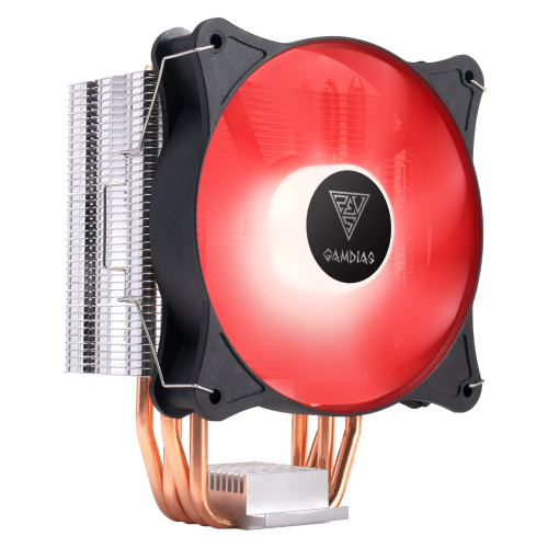 GAMDIAS BOREAS E1-410, RED Lights, 120mm CPU  Kule Tipi Hava Soğutma, Doğrudan Temas Teknolojisine Sahip 4 adet Gelişmiş Bakır Isı Borusu (AMD AM4 ve INTEL Tüm işlemciler ile uyumlu)