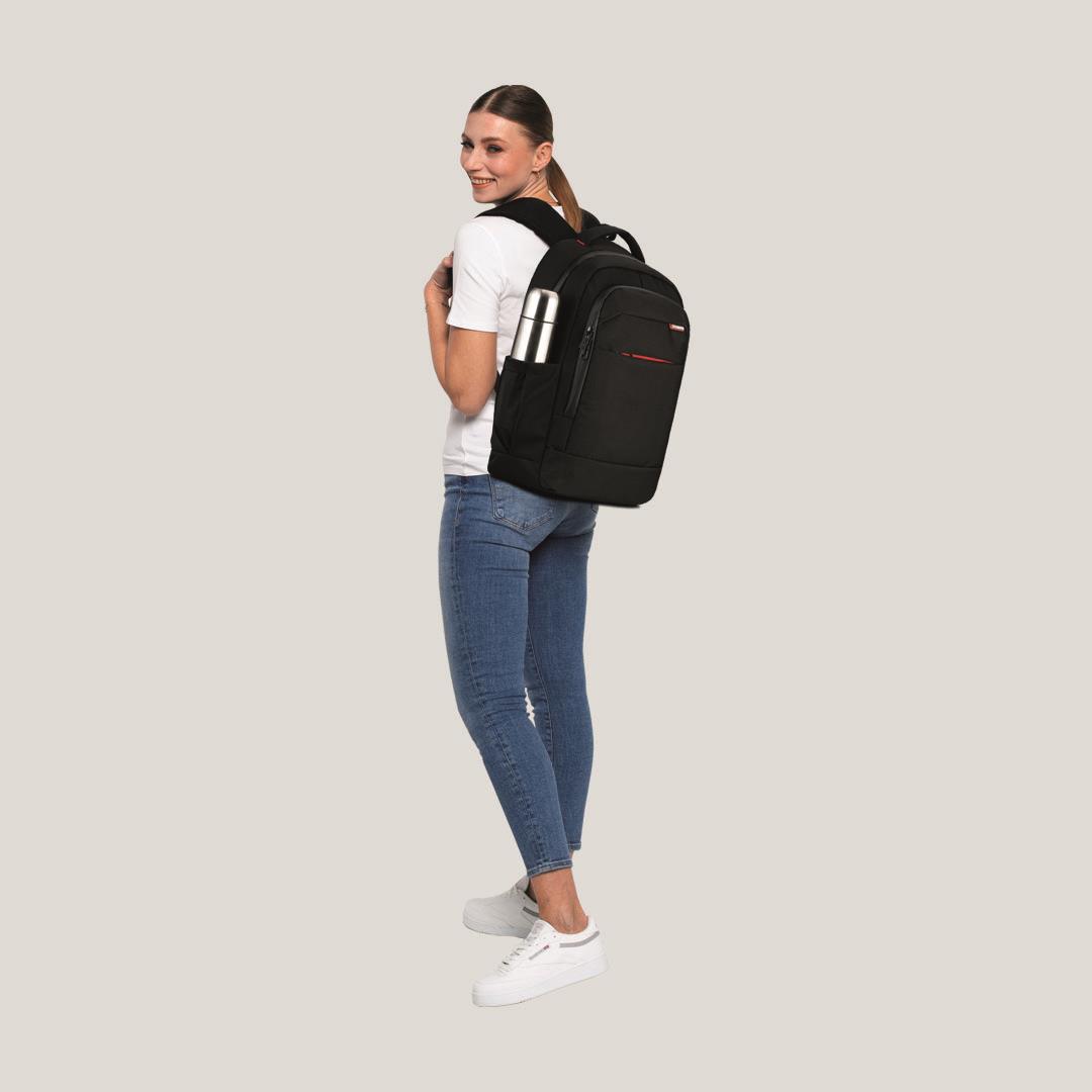 Classone BP-L400 Floransa Large Serisi, WTXpro Su Geçirmez Kumaş, Su Geçirmez Fermuar, 15.6 inch UyumluNotebook Sırt Çantası – Siyah