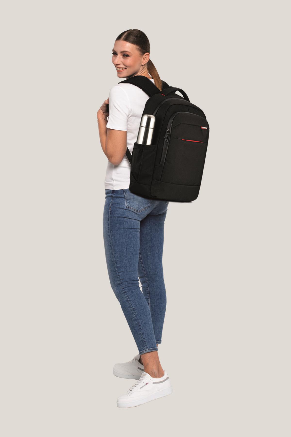 Classone BP-L400 Floransa Large Serisi, WTXpro Su Geçirmez Kumaş, Su Geçirmez Fermuar, 15.6 inch UyumluNotebook Sırt Çantası – Siyah