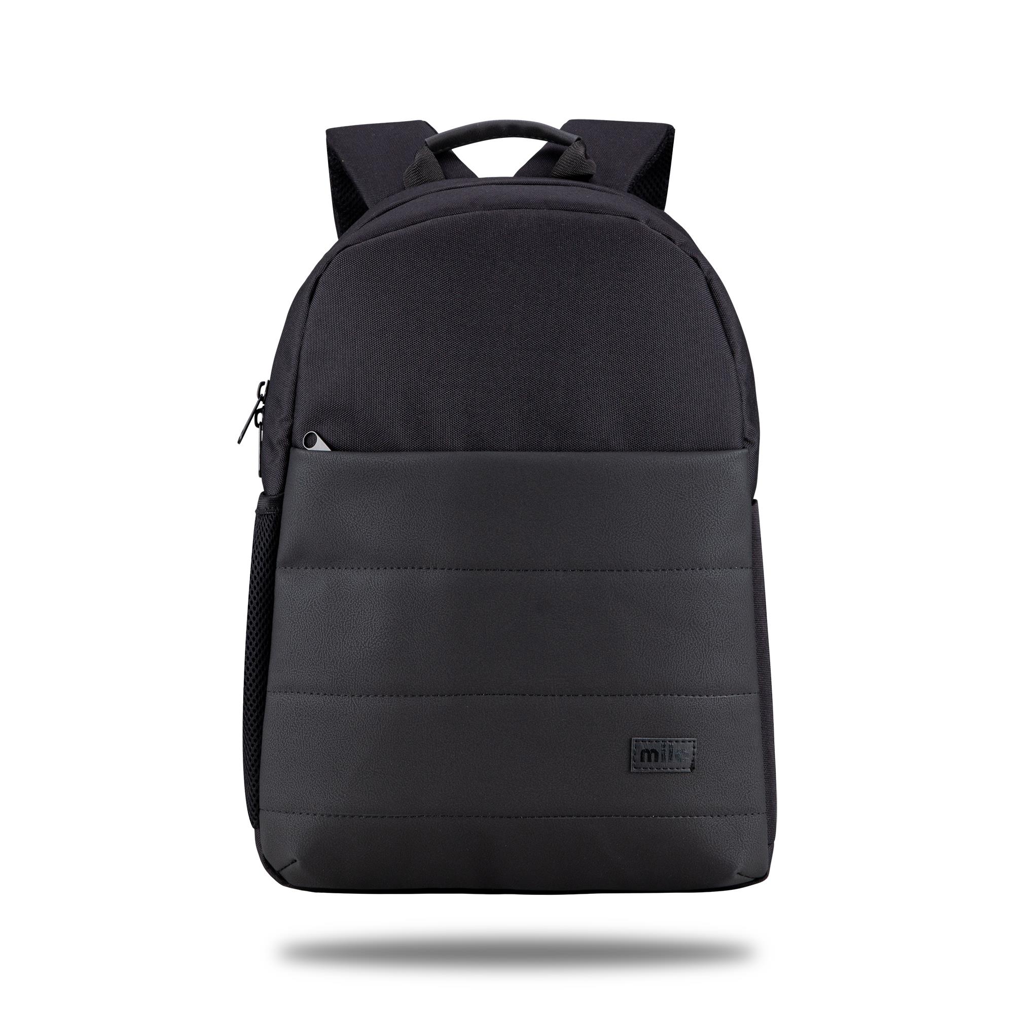Classone Mila TX100 Serisi 15,6 inch , Su Geçirmez Kumaş ve Su Geçirmez fermuar Notebook, Laptop , Macbook  Sırt Çantası -Siyah