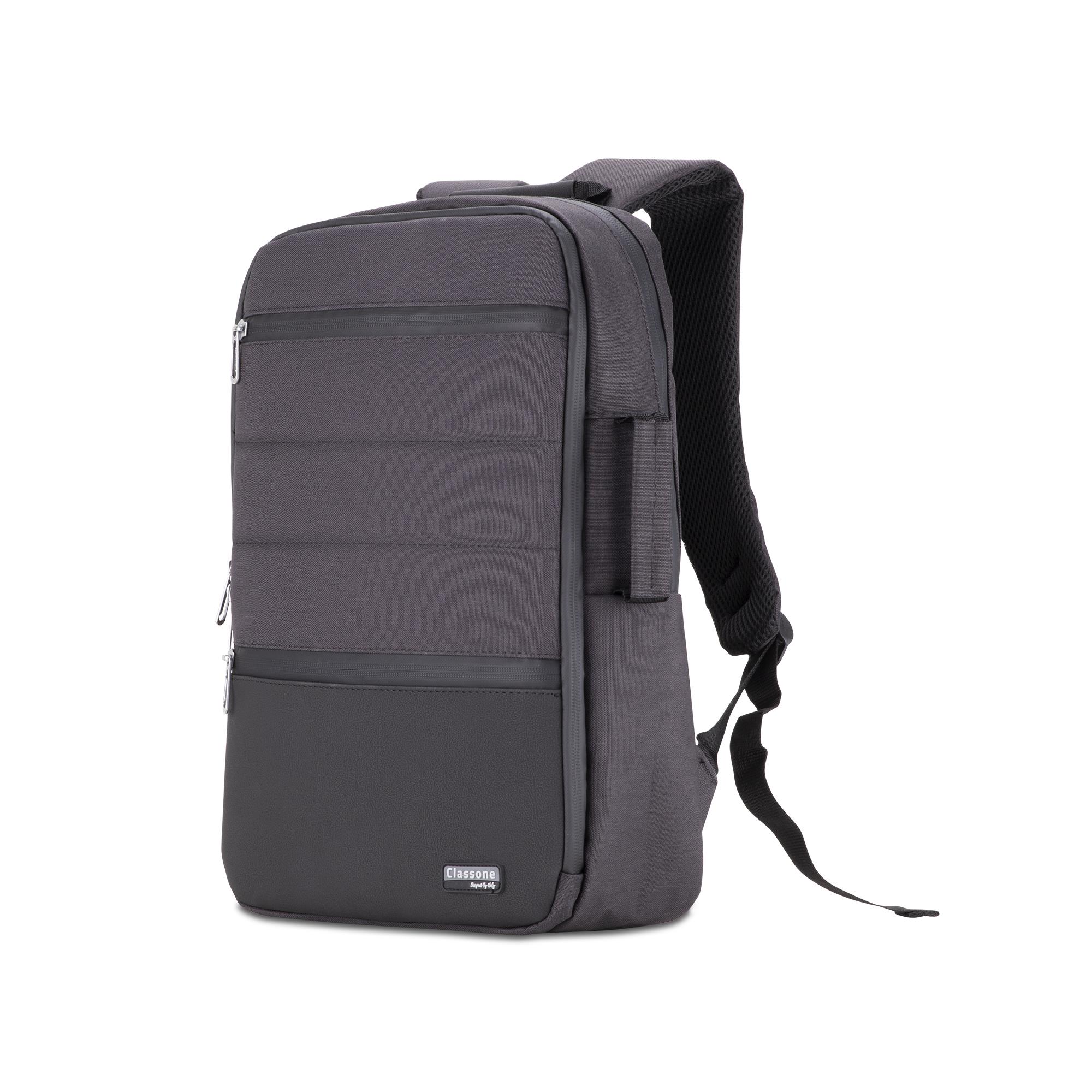 Classone BP-TX304 Combo Serisi 15,6 inch , Su Geçirmez Kumaş ve Su Geçirmez fermuar Notebook, Laptop , Macbook  Sırt Çantası -Antrasit Gri