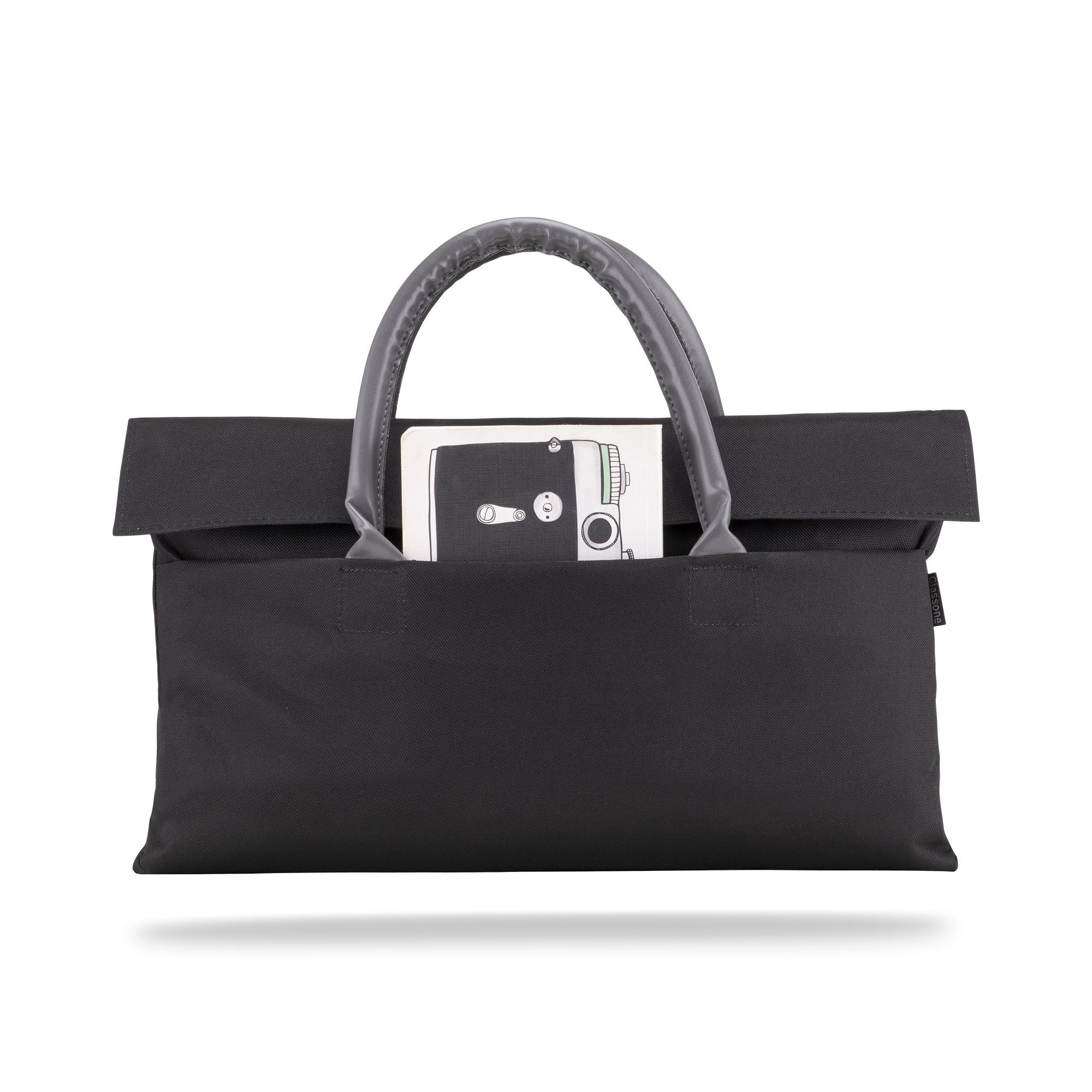 Classone BYN-EL000 WTXPro Su Geçirmez Kumaş 13-14 inch Bayan Laptop El Çantası- Tote Bag – Siyah