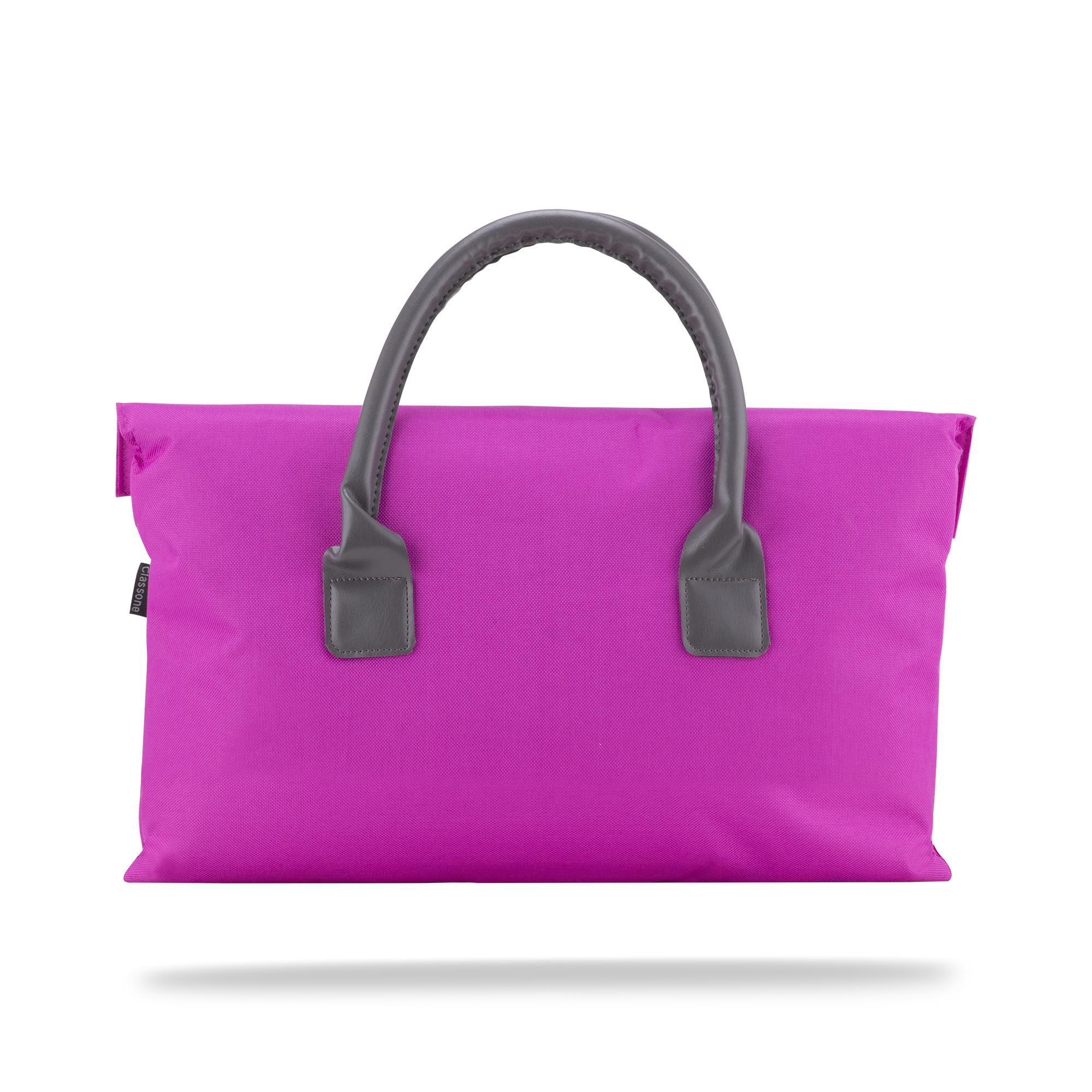 Classone BYN-EL009 WTXPro Su Geçirmez Kumaş 13-14 inch Bayan Laptop El Çantası- Tote Bag- Fuşya