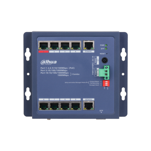 DAHUA CHS4110-8ET-90-F, 8 Port, Megabit, PoE 90W, 1 Port Uplink, 1 Port Combo, Cloud Yönetilebilir, Switch