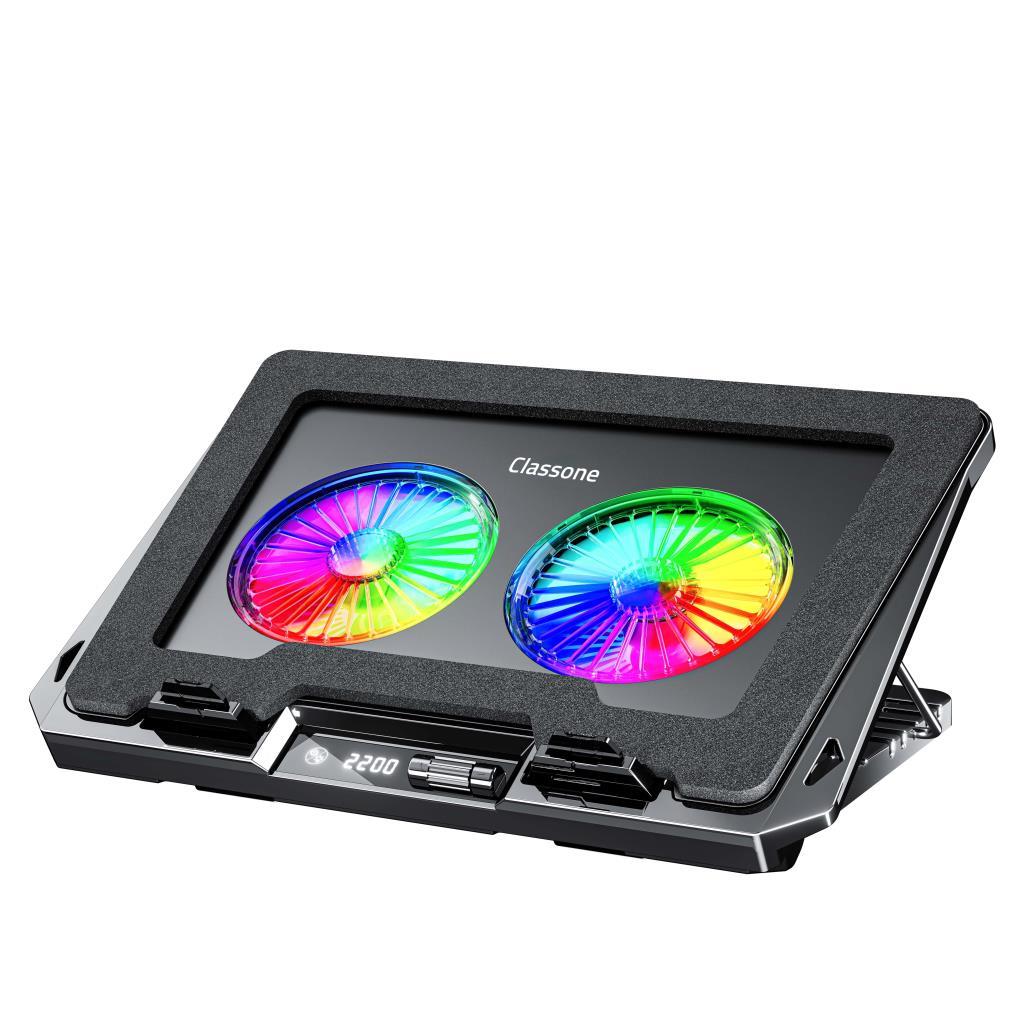 Classone GT102 Gaming Laptop Soğutucu, 2200rpm , Rgb Işıklı , Led Display , Notebook Soğutucu Stand