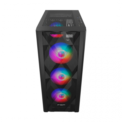 FSP CMT395A Mid Tower, 650W 80+ Bronze, Siyah, Temperli Cam, RGB, ATX GAMING KASA