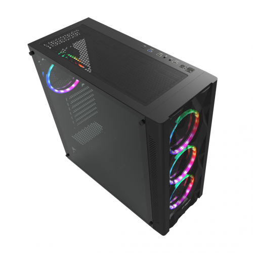 FSP CMT595AL Mid Tower, 650W 80+ Bronze, Siyah,  Temperli Cam, RGB, ATX GAMING KASA