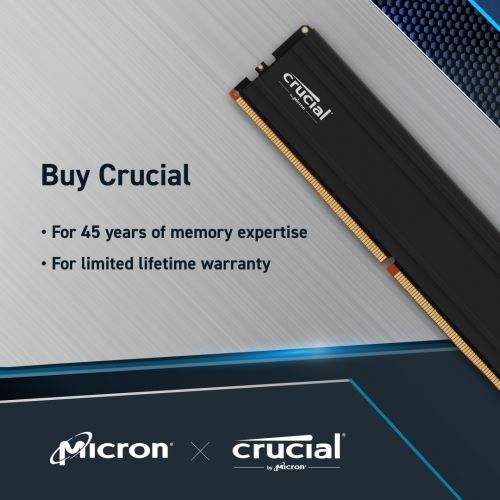CRUCIAL CP2K16G56C46U5, 32Gb (2x16Gb), 5600Mhz, DDR5, 1.1V, CL46, PRO Serisi, Soğutuculu, Desktop RAM (By Micron)