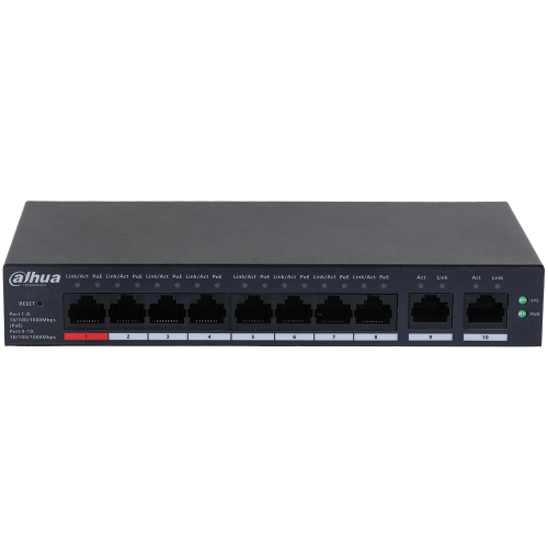 DAHUA CS4010-8GT-110, 8 Port, Gigabit, PoE 110W, 2 Port Uplink, Cloud Yönetilebilir, Switch