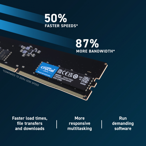 CRUCIAL CT16G48C40U5, 16Gb, 4800Mhz, DDR5, 1.1V, CL40, Desktop RAM (By Micron)