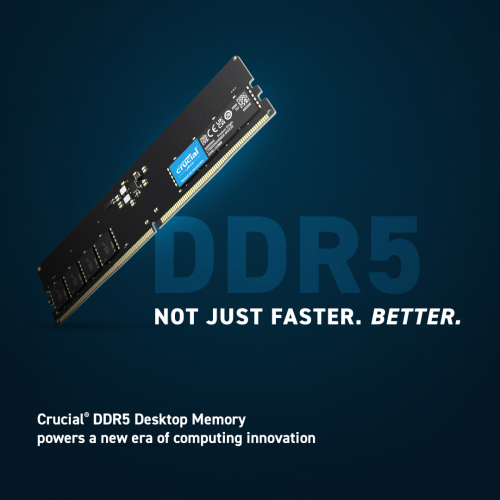 CRUCIAL CT32G48C40U5, 32Gb, 4800Mhz, DDR5, 1.1V, CL40, Desktop RAM (By Micron)