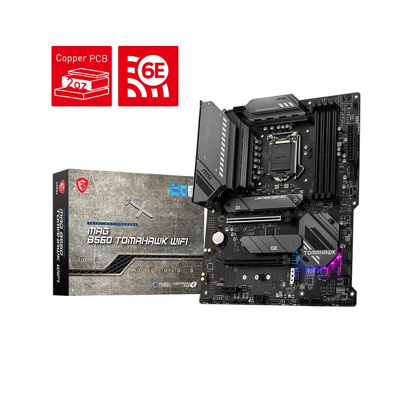 MSI MAG B560 TOMAHAWK WIFI DDR4 M2 PCIE NVME HDMI-DP PCIE 16x v4.0 1200p ATX