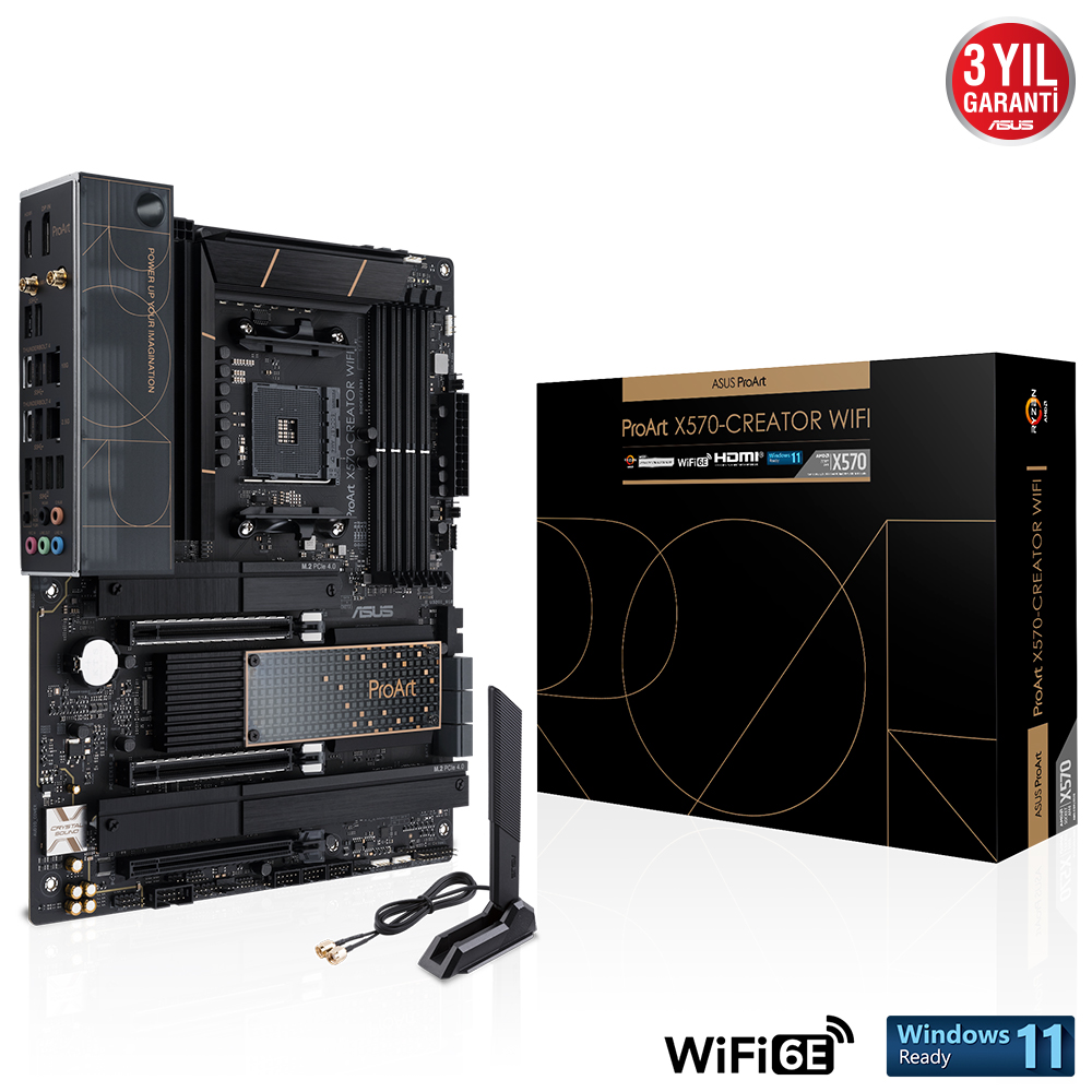 ASUS PROART X570-CREATOR WIFI HDMI-DP-THUNDERBOLD M2 PCIE NVME AM4 PCIE 16X v4.0