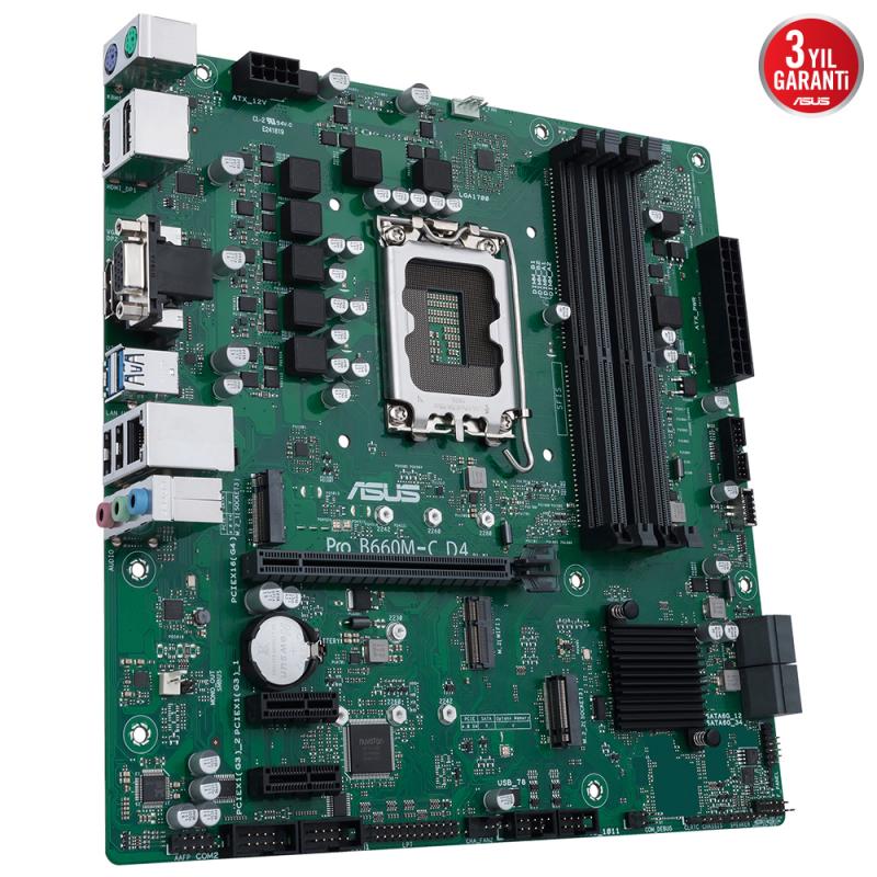 ASUS PRO B660M-C D4-CSM II DDR4 HDMI-DP M2 NVME PCIE 16X v4.0 1700p mATX KURUMSAL ANAKART