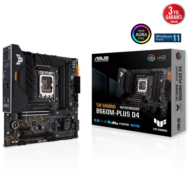 ASUS TUF GAMING B660M-PLUS D4 HDMI-DP M2 NVME PCIE 16X v4.0 1700p mATX