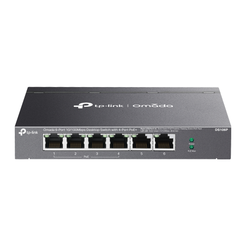 OMADA DS106P, 6 Port Megabit,  4 Port Megabit PoE+, 67W, Yönetilemez, Masaüstü Metal Kasa Sessiz Switch
