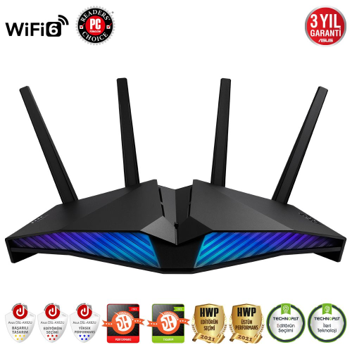 ASUS DSL-AX82U, AX5400, 574-4804Mbps, 2.4GHz-5GHz, 5400Mbps, Dual Band, WiFi6, Aura RGB, 4xAnten, VDSL2, ADSL2, MODEM ROUTER