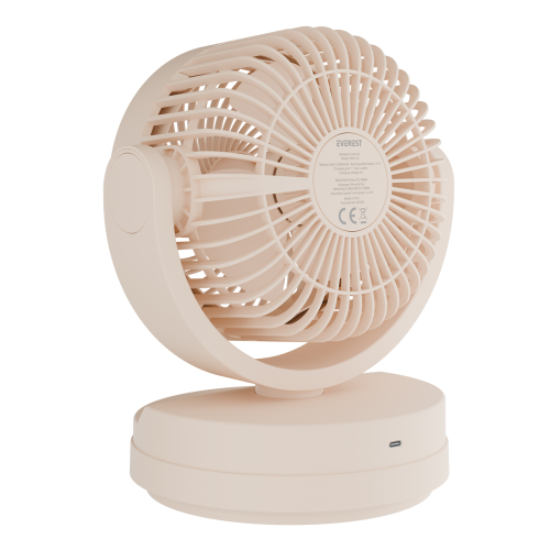 EVEREST EFN-509, KREM, 3 Kademeli Hız, 7’’Kanat, Masaüstü, Type-C Vantilatör