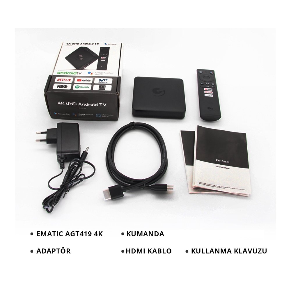 Ematic AGT419 Netflix - Google Sertifikalı Mini Android TV Box