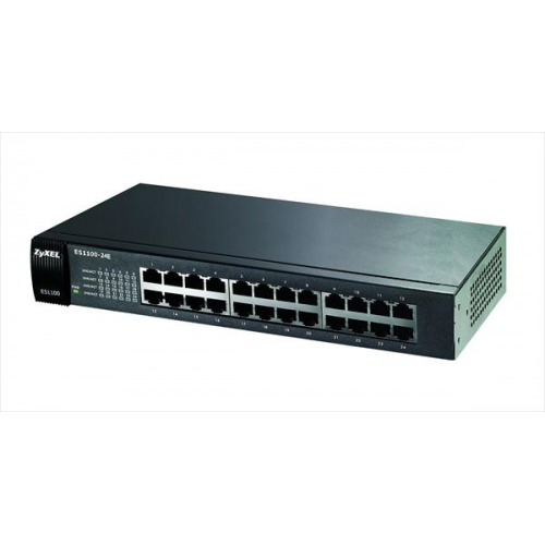 ZyXEL ES1100-24E, 24 Port, MegaBit, Fast-Ethernet, Sessiz, Yönetilmez, Masaüstü Switch