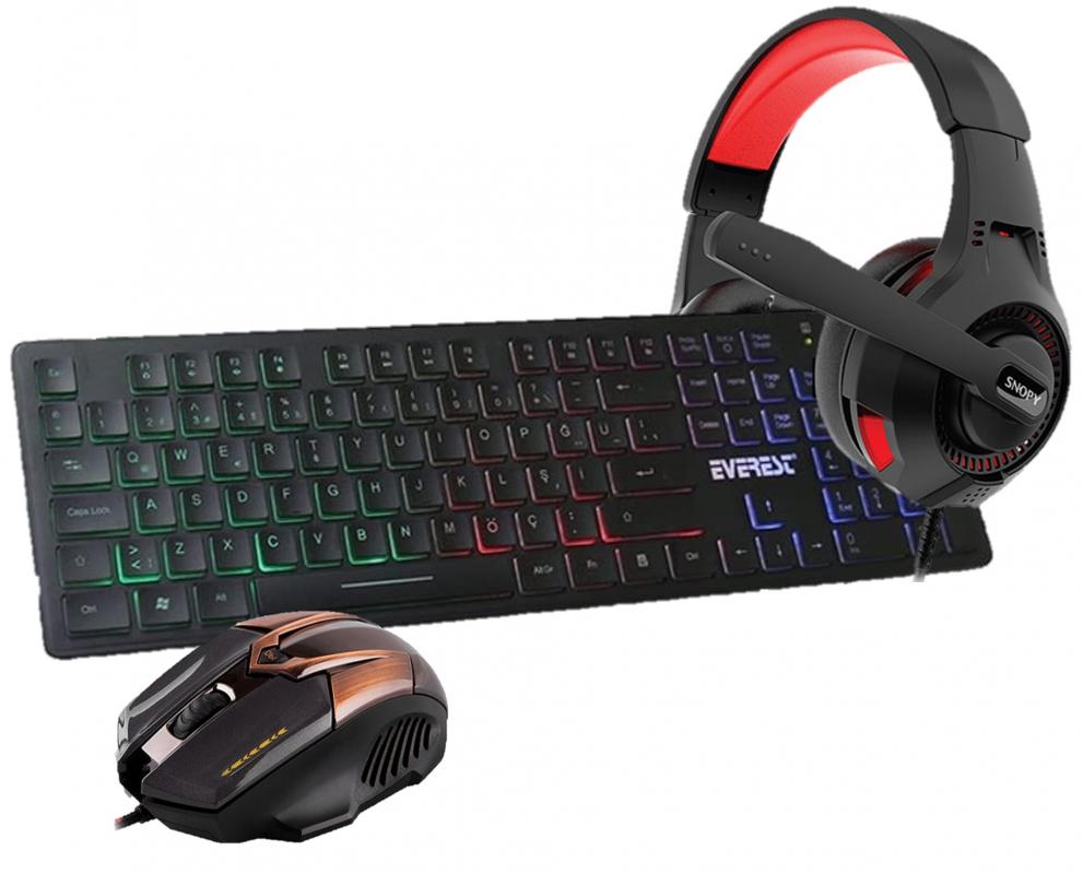Oyuncu Set Everest SM-616 Mouse + Everest KB-840 Klavye + Snopy SN-8800 Mikrofonu Kulaklık