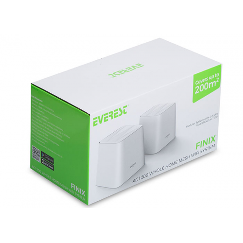 EVEREST FINIX MW3-2P, 2 Pack Mesh,AC1200, WiFi, 300-867Mbps,Dual Band, 200m2 kapsama Alanı, Router, Geniş Alan İnternet Ağı Sağlayıcısı (TENDA Üretimi)