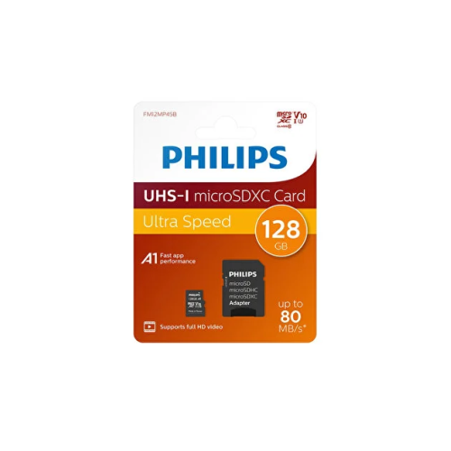 PHILIPS FM12MP45B/00, 128GB, SDXC, UHS-I, U1, Class10, MicroSD Kart Bellek (SD Adaptörlü)