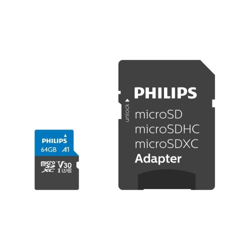 PHILIPS FM64MP65B, 64GB, SDXC, UHS-I, V30, Class10, MicroSD Kart Bellek (SD Adaptörlü)