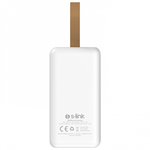 S-LINK G310, Beyaz, 30.000mAh, 2xUSB, 1xType-C, 4 LED Göstergeli, PowerBank