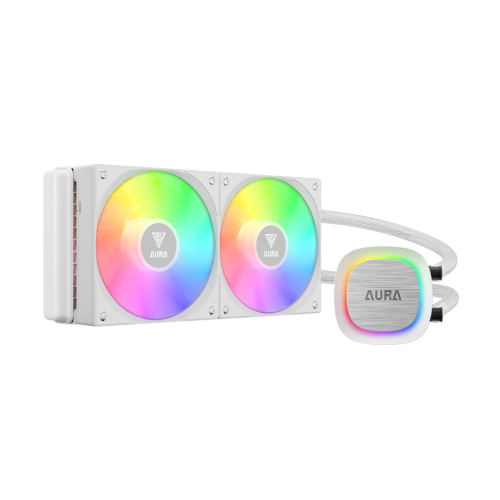 GAMDIAS AURA GL240 V2 WH, White Edition, 240mm,  RGB, 2 Fanlı,CPU Sıvı Soğutma