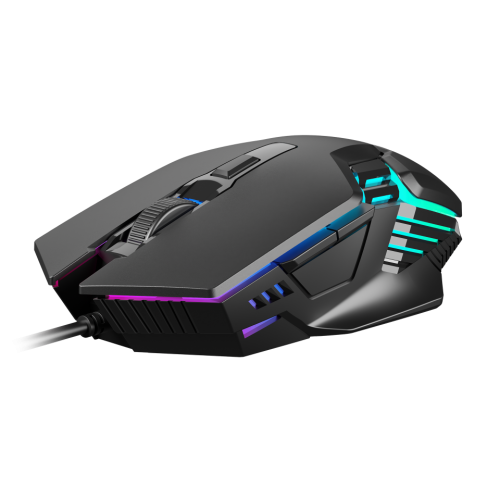 GAMDIAS AURA GS4, Çok Renkli Aydınlatma,  USB Kablolu, 6 Programlanabilir Buton, Gaming Mouse, 3.600 DPI, Siyah