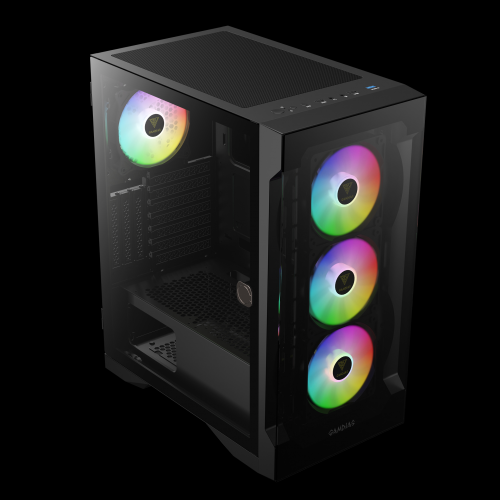 GAMDIAS TALOS E2 Elite, 850W, 80+ Bronze, Tempered Glass, ARGB, ATX GAMING KASA
