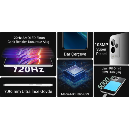 GENERAL MOBILE GM24 Pro 256Gb, White Swan, 8Gb Ram, 8 Çekirdek, 6,7inç Ekran, 16Mpix Ön, 108Mpix Arka Kamera, Türkiye Garantili, Cep Telefonu