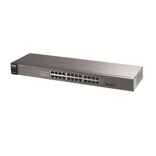 ZyXEL GS1100-24 V3, 24 Port GigaBit, 24 Port,+2Port GigaBit SFP, Yönetilemez, Rackmount Switch