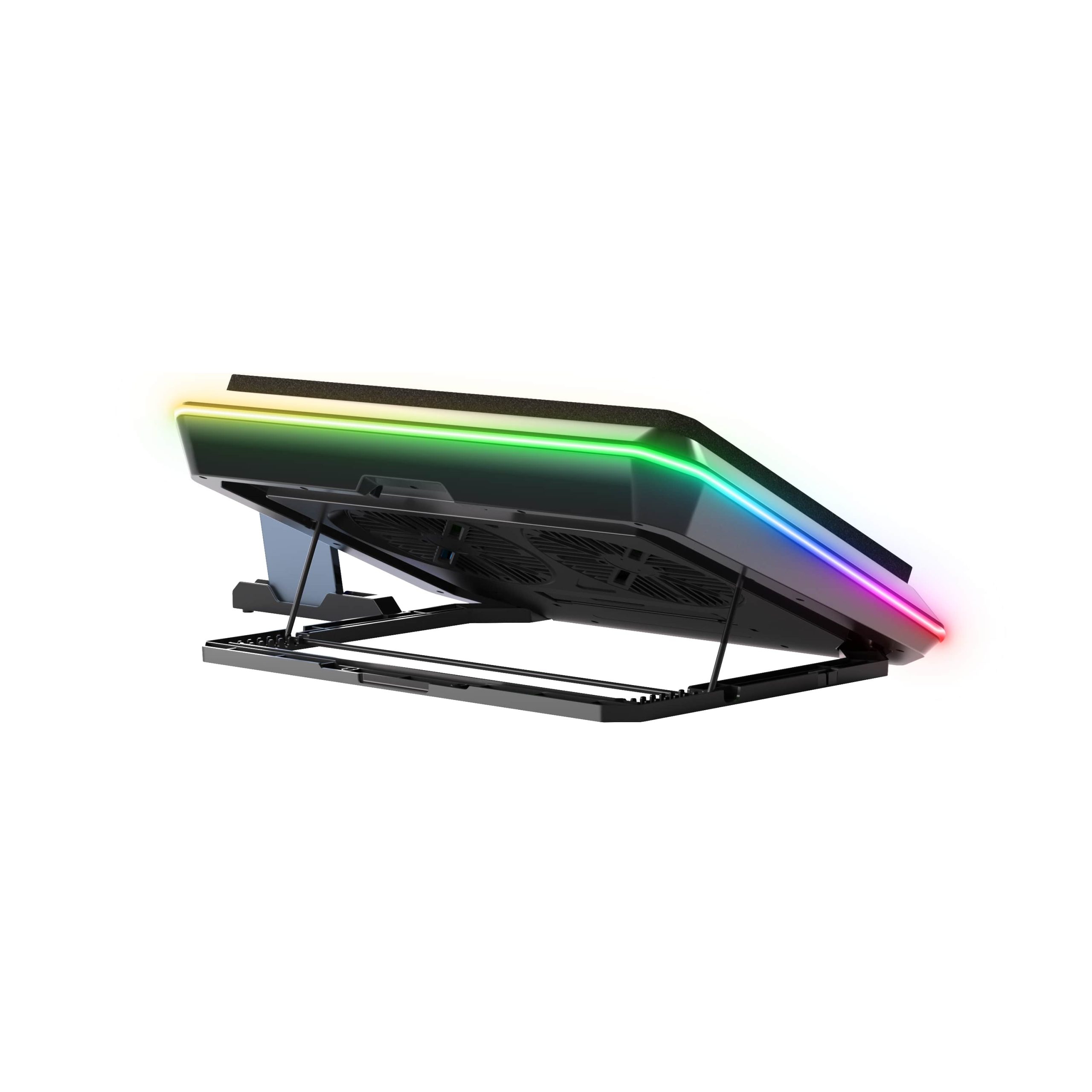 Outlet-Classone Gaming GT200 Laptop Soğutucu Notebook Stand,3000 RPM, 10 RGB ışık kontrolü , 15.6 -17 inch , Hız kontrolü , 2 Büyük fan ,Telefon standı, 1 TYPE C Usb, 1 Usb