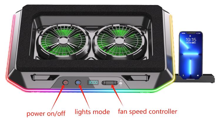 Classone Gaming GT200 Laptop Soğutucu Notebook Stand,3000 RPM, 10 RGB ışık kontrolü , 15.6 -17 inch , Hız kontrolü , 2 Büyük fan ,Telefon standı, 1 TYPE C Usb, 1 Usb