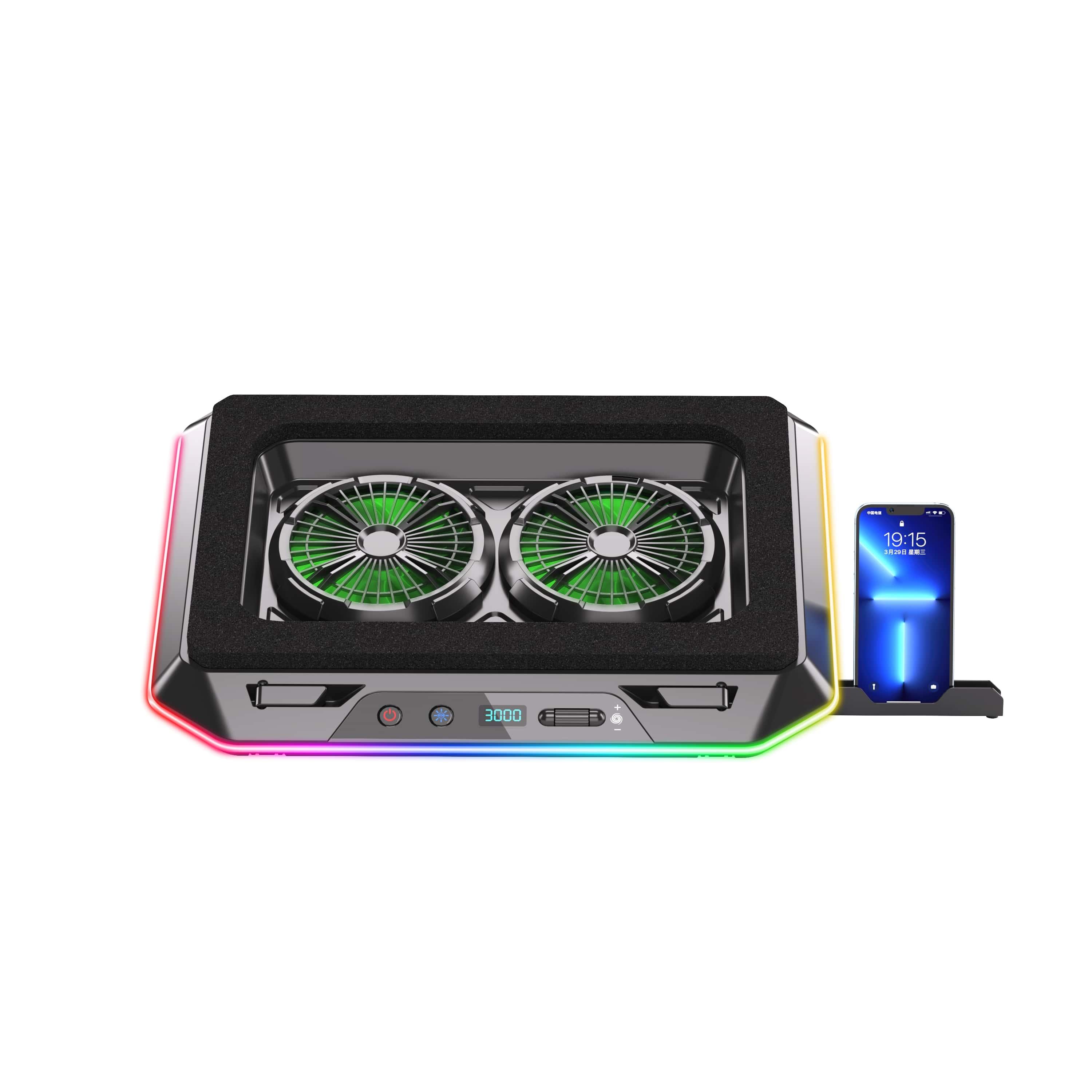 Classone Gaming GT200 Laptop Soğutucu Notebook Stand,3000 RPM, 10 RGB ışık kontrolü , 15.6 -17 inch , Hız kontrolü , 2 Büyük fan ,Telefon standı, 1 TYPE C Usb, 1 Usb