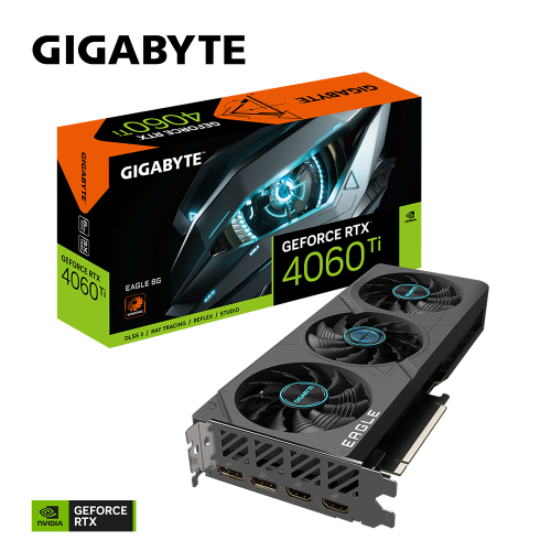 GIGABYTE GV-N406TEAGLE-8GD, RTX4060TI EAGLE, 8Gb, GDDR6, 128BIT, 3xFAN, 2xHDMI, 2xDP, GAMING Ekran KARTI