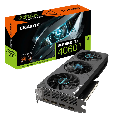 GIGABYTE GV-N406TEAGLE OC-8GD, RTX4060TI, EAGLE OC, 8Gb, GDDR6, 128BIT, 3 Fanlı, 2xHDMI, 2xDP, GAMING Ekran KARTI