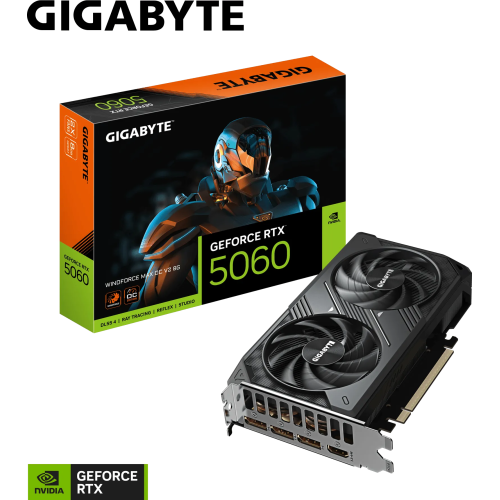 GIGABYTE GV-N5060WF2MAX OCV2-8GD, RTX5060, WINDFORCE MAX OCV2, 8Gb, GDDR7, 128BIT, 2 Fanlı, 1xHDMI, 3xDP, GAMING Ekran KARTI