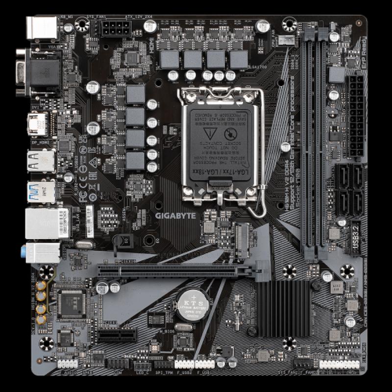 GIGABYTE H610M H V2 DDR4, rev1.0, 2xDDR4, M.2, D-SUB, HDMI, 12-13.14.Nesil, LGA1700 Soket, Anakart