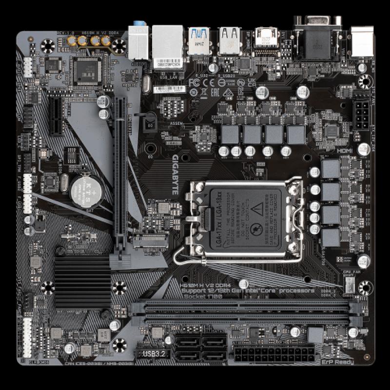GIGABYTE H610M H V2 DDR4, rev1.0, 2xDDR4, M.2, D-SUB, HDMI, 12-13.14.Nesil, LGA1700 Soket, Anakart