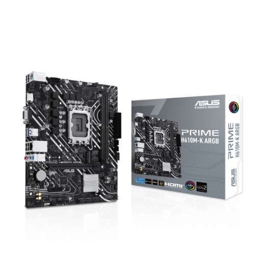 ASUS PRIME H610M-K ARGB, 2xDDR5, M.2,D-SUB, HDMI,12-13.14.Nesil, LGA1700 Soket, Anakart